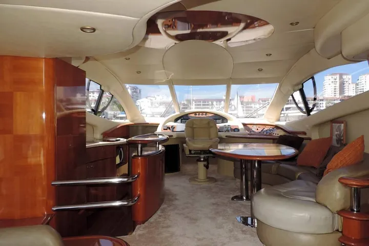 Salon and bar area aboard the Azimut 58