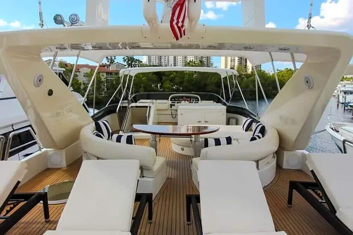 Flybridge lounge seating aboard the Azimut 85