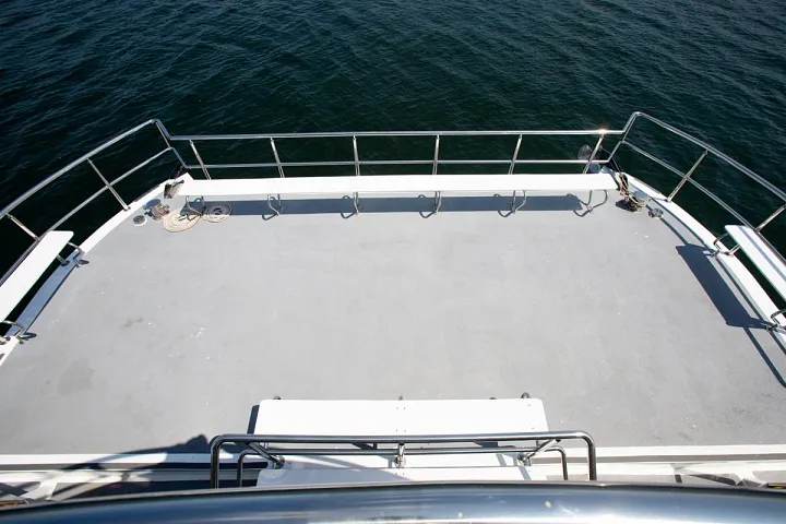 Open upper deck of Catamaran 72