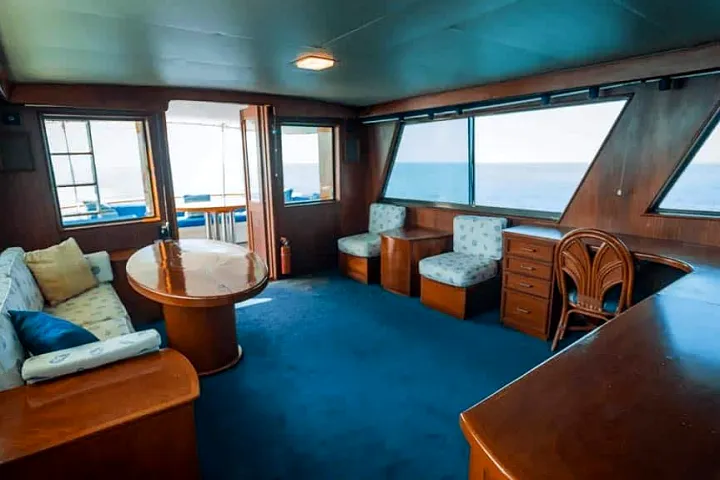Salon aboard the Hatteras 61